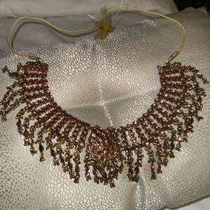 Gold and Red Statement Necklace